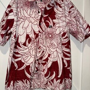 Chic Red Floral Button Down Shirt